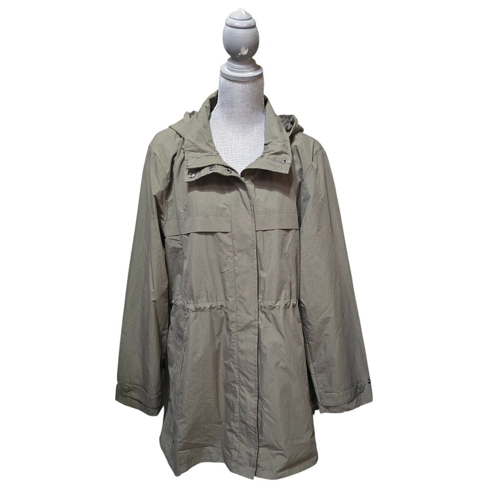 Bernardo Women's Plus Size XXL Hooded Rain Coat Olive NWT Style 25924B544